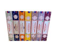Satya - Set regalo di incensi da meditazione, 7 profumi premium per relax, yoga e aromaterapia, aura spirituale, legno di sandalo, vibrazioni positive, lavanda francese, meditazione, salvia bianca
