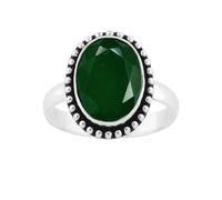 SATYAVIE JEWELLERY Anello da donna in argento Sterling 925, stile boho, con pietra preziosa dal taglio ovale, stile vintage, gioiello fatto a mano, regalo per compleanno, anniversario, Argento