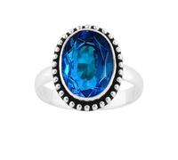 SATYAVIE JEWELLERY Anello da donna in argento Sterling 925, stile boho, con pietra preziosa dal taglio ovale, stile vintage, gioiello fatto a mano, regalo per compleanno, anniversario, Argento