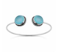 SATYAVIE JEWELLERY Bracciale rigido da donna placcato in argento Sterling 925 - Bracciale rigido regolabile a forma di cuore - Gioielli vintage ossidati fatti a mano, regalo di compleanno, 6 Cm, Gemma