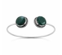 SATYAVIE JEWELLERY Bracciale rigido da donna placcato in argento Sterling 925 - Bracciale rigido regolabile a forma di cuore - Gioielli vintage ossidati fatti a mano, regalo di compleanno, 6 Cm, Gemma