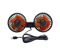 SAUANMNKTP Ventilatore Doppia Testa Cruscotto Auto Ventilatore Raffreddamento Schienale Sedile A 360 ° A 3 velocità Carica USB Dispositivo Collo con Rotazione Regolabile A Doppia Testa(Orange)