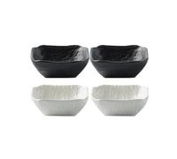 Sauce Bowls 4 pezzi di ciotole quadrate in ceramica for salsa di soia, contorni for snack, sushi, frutta, antipasti, dessert, 3,7 pollici for Seasoning, Appetizer, Vinegar, Ketchup(Black and white)