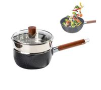 Sauce Pan - Wrought Iron, 22cm Heavy Duty Cooking Pot, Non-Stick Small Pan | Double Side Pouring Spouts with Lid Steamer Basket for Ceramic Stove Electric Stove Home Dorm Apartment