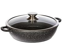 Saucepan, 28 cm, Cast Aluminium, Non-Stick Coating of High Performance Stone, Glass Lid, All Cookers and Induction, PFOA Free