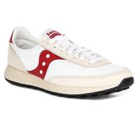 SAUCONY Jazz Originale Camoscio Nylon con Lacci Donna Trainer IN Bianco Red UK 3