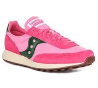 SAUCONY Jazz Originale Camoscio Nylon con Lacci Donna Trainer IN Bianco Red UK 3