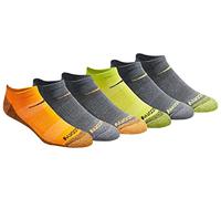 Saucony Rundry Mesh Ventilating Comfort Fit Performance No-Show Socks, Available in M-XXL (6, 12, 18 Pairs) Calzini, Assortimento di Carbone Giallo Arancione (6 Paia), XL (Pacco da 6) Uomo