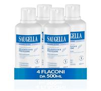 Saugella Dermoliquido, Detergente Intimo pH 3.5, Antiodore, 4x500 ml | Per Igiene Intima, Anti-Odore e Rinfrescante. Adatto a Pelli Sensibili, con Estratto di Salvia, Clinicamente Testato