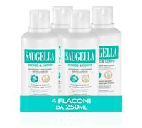 Saugella Intimo&Corpo, Detergente Intimo, con Sistema Prebiotico, 4x250ml | Detergente delicato, Estratto di Salvia e Acido Lattico, Uso Quotidiano, pH Fisiologico, 4 Flaconi da 250 ml