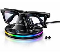 Saulmann Stazione di ricarica e cavo compatibile con Ray-Ban Meta Smart Glasses Gen 1 & 2 con indicatore LED USB-C. Include 2 blocchi LED - SJ7 (nero)