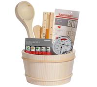Sauna 11-tlg. Misuratore-Clima Secchio Mestolo Profumo Clessidra Accessori