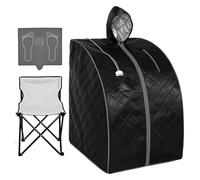 Sauna da casa, Sauna personale a infrarossi for la casa, tenda spa for sauna portatile con cappello, poggiapiedi riscaldante for sedia aggiornato for il relax Detox Home Spa(Noir)