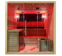 SAUNA FINLANDESE 200X180 cm USB PC OZONO BLUETOOTH 7COLORI AROMA SKY STAR 6POSTI