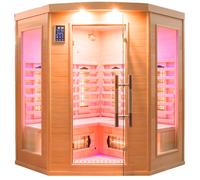 Sauna Finlandese ad Infrarossi 3/4 Posti 150x150 cm H190 in Legno di Abete Apollon 3C