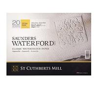 SAUNDERS WATERFORD SERIESST Cuthberts blocco carta per acquerello,collato 4 lati 31x23cm,20 fogli, bianco naturale, grana ruvida, 300gm