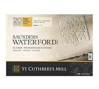 SAUNDERS WATERFORD SERIESST Cuthberts blocco carta per acquerello,collato 4 lati 31x23cm,20 fogli, extra bianco, grana ruvida, 300gm