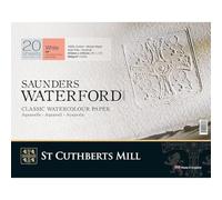 SAUNDERS WATERFORD SERIESST Cuthberts Blocco Carta per Acquerello, Collato 4 Lati 41x31cm, 20 Fogli, Bianco Naturale, Grana Satinata, 300 gm
