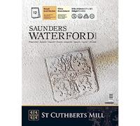 SAUNDERS WATERFORD SERIESST Cuthberts blocco carta per acquerello,collato lato corto 23x31cm,12 fogli, bianco naturale, grana ruvida, 300gm