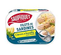 Saupiquet - filetti di sardine, marinata, limone, basilico, senza olio, 100 g - Tre articoli
