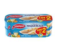 Saupiquet Filetti di sgombro con vino bianco ed erbe - 2 scatole da 176 g