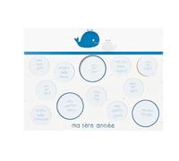 Sauthon Baby Deco - Cornice portafoto Il mio primo anno Blue Baleine