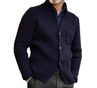 SAUTRV Uomo Autunno e Inverno Casual Collo Alto Stand Manica Lunga Vacanza All'aperto Maglia Maglione di Lana Top Calza Regalo Ragazzo, Marina Militare, 5XL