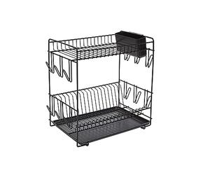 Sauvic Scolapiatti acciaio plastificato nero (resina), grande 43x25x41,5 cm