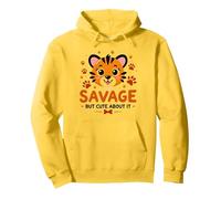 Savage But Cute About It Tiger Cub Paw Felpa con Cappuccio, Unisex per Adulti, Limone, XL