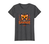 Savage But Cute About It Tiger Cub Paw Maglietta, Donna, Grigio Scuro, XL