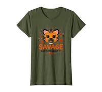 Savage But Cute About It Tiger Cub Paw Maglietta, Donna, Oliva, L