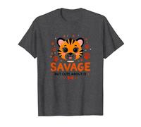 Savage But Cute About It Tiger Cub Paw Maglietta, Uomo, Grigio Scuro, L