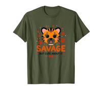 Savage But Cute About It Tiger Cub Paw Maglietta, Uomo, Oliva, L