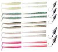 Savage Gear Sandeel Kit - 10cm e 11cm Paddle Tail e Slug Lures per i pescatori di mare, include teste Jig, perfette per la cattura di pesci predatori in acqua salata Assortito Variegato