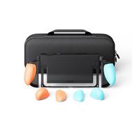 SAVAGE RAVEN by Skull & Co. FissionGrip Bundle (Carrying Case included): Dockable Split Protective Case for Nintendo Switch 2 (2025), Slim PC Shell with Detachable Grip Cover- Neon Blue & Red