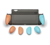 SAVAGE RAVEN by Skull & Co. GripCase for Nintendo Switch 2: Dockable Soft Protective Case with Replaceable Grips [to Fit all Hands Sizes], with Hard Shell Huge Storage Carrying Case, Neon Blue & Red