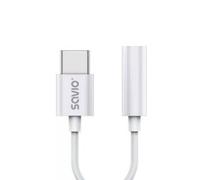 SAVAK-51 Cavo USB 3.1 Jack 3,5mm Femmina,USB C-Spina 0,11m Bianco SAVIO