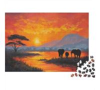 Savana africana 1000pcs (75x50cm) - Elefante Puzzle Per Adulti Giocattolo Fai-da-te