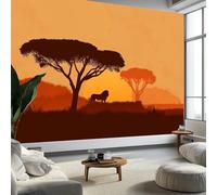 Savana Africana Acacia Leone Carta Da Parati 3D Fotomurale 500 x 280 cm Arancione Murali, Per Soggiorno Divano Tv Hotel A Tema Corridoio Di Lusso Sfondo Dipinto Murale