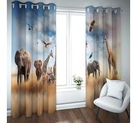 Savana africana scenario tende oscuranti elefante leone giraffa aquila migrazione animale tende termiche per finestre camera da letto extra larghe W140xL180cm 2 pannelli