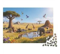 Savanna View 1000 Pezzi Riciclato Paper Puzzle Savanna View 1000 Pezzi Difficile e Impossibile Stimolante Allevia la Demenza Senile Divertente