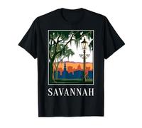 Savannah Georgia Vintage storica Città Viaggio Design Maglietta
