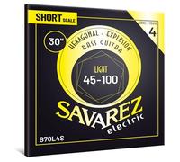 Savarez Hexagonal Explosion - Corde per Basso elettrico - Bass Guitar Strings - Set 4 corde - Avvolgimento in acciaio nichelato - B70L4S Light Short Scale - .045-.100