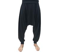 SAVARI | Harem Pants | Modello Turkish | Cotone Riciclato | Pantaloni Lunga Sarouel | Larghezze | Hippy | Senza Tasche | Donne e Uomini | Unisex | per Yoga e Thai Chi | Confortevole | Nero | Taglia L