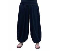 SAVARI | Pantaloni a sbuffo con tasche | Modello Aladin | Harem | Stile Orientale, Ampio, Lungo e Confortevole | Ideale per lo Yoga | Donne e uomini | Liscio | Blu Navy | L |Grandi formati disponibili