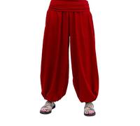 SAVARI | Pantaloni a Sbuffo con Tasche | Modello Aladin | Harem | Stile Orientale, Ampio, Lungo e Confortevole | Ideale per Lo Yoga | Donne e Uomini | Liscio | Vino | XL | Ci Sono Grandi Dimensioni
