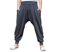 SAVARI | Pantaloni Harem con Tasche | Etnico | Comodo e Confortevole | Pantaloni Ideali per Yoga e Pilates | Cotone Riciclato | Uomini e Donne | Colore: Nero | Taglia L | Grandi Formati Disponibili