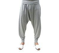 SAVARI | Pantaloni Harem con Tasche | Etnico | Comodo e Confortevole | Pantaloni Ideali per Yoga e Pilates | Cotone Riciclato | Uomini e Donne | Colore: Grigio | Taglia L | Grandi Formati Disponibili