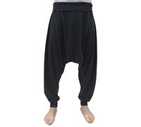 SAVARI | Pantaloni Harem | Modello Relax | Primavera e Autunno | con Le Tasche | Tiro Basso | Vita e Gambe Larghe | Pantaloni per casa, Yoga, Pilates e Fitness | Donne e Uomini | Nero | Taglia 3XL
