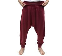 SAVARI | Pantaloni Harem | Modello Relax | Primavera e Autunno | con Le Tasche | Tiro Basso | Vita e Gambe Larghe | Pantaloni per casa, Yoga, Pilates e Fitness | Donne e Uomini | Vino | Taglia L